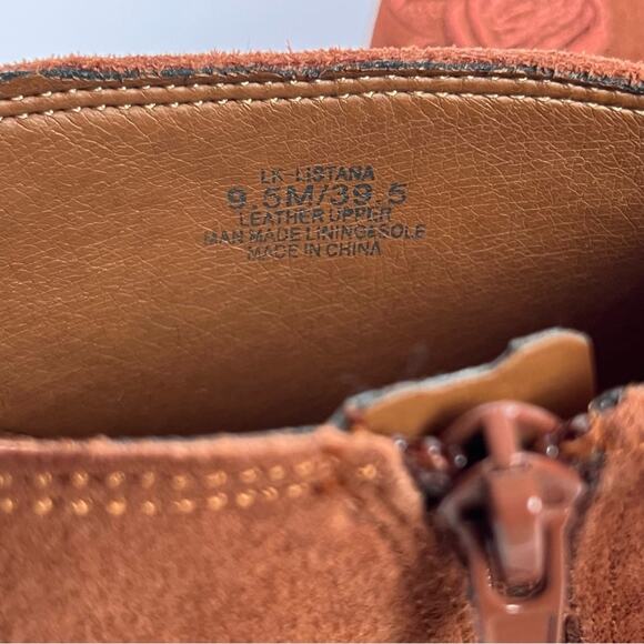 Lucky Brand Listana Boots Open Toe Suede Floral Pattern Size 9.5 EUC - Picture 6 of 8